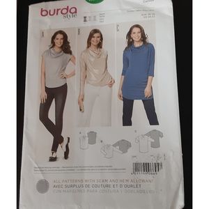 German Burda Style sewing pattern 3 tops uncut sizes 10-22